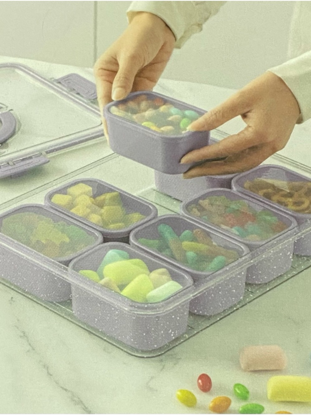 Cook With Color 8 Compartment Snack Container Purple Bento Box Food Storage NEW